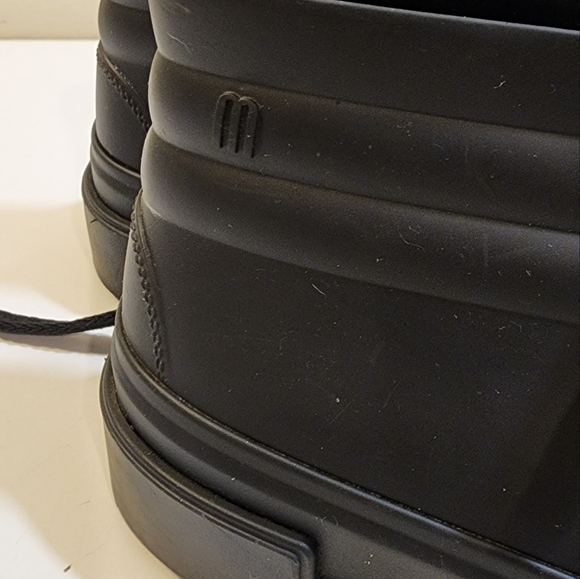 MELISSA black Rubber Lace up ankle Sneakers Rain Shoes size 7 - Picture 6 of 13